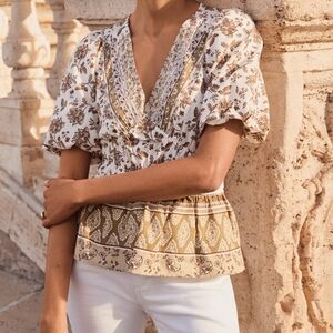 loft ♡ puff sleeve paisley floral boho spring large